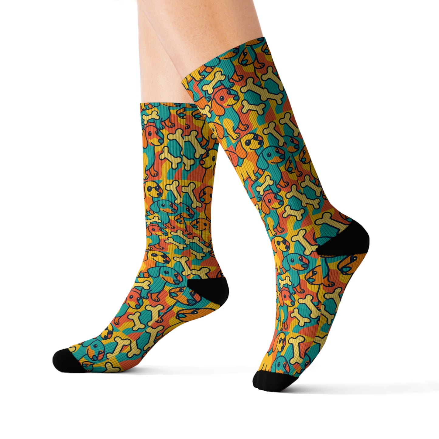 Colorful Cartoon Patterned Socks, Fun Gift for Friends, Casual Wear, Birthday Present, Vibrant Homewear