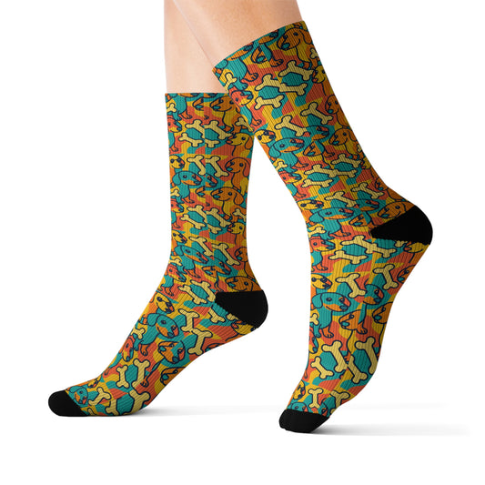 Colorful Cartoon Patterned Socks, Fun Gift for Friends, Casual Wear, Birthday Present, Vibrant Homewear